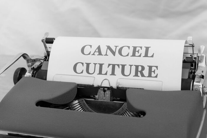 Cancel culture written on the paper inside a typewriter